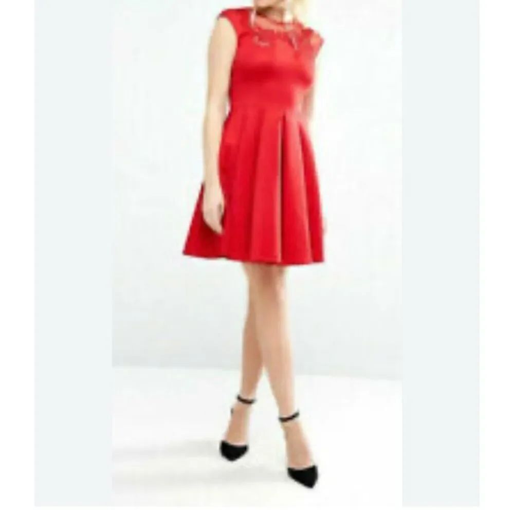 Ted Baker Orange Gilleen Skater Dress Scuba sz 2 EUC